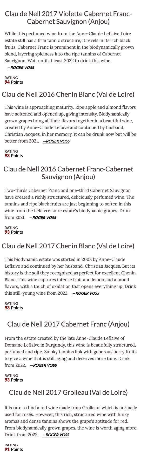 WineEnthusiast - Clau de Nell